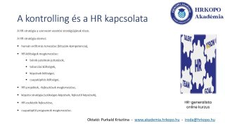 A HR-kontrolling kialakítása és folyamatos végzése