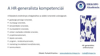 A HR-generalista feladatai
